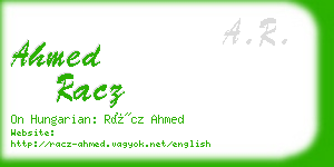 ahmed racz business card